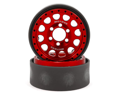 VPS07918 Vanquish Products Method 105 1.9 Beadlock Crawler Wheels (Red/Black) (2)