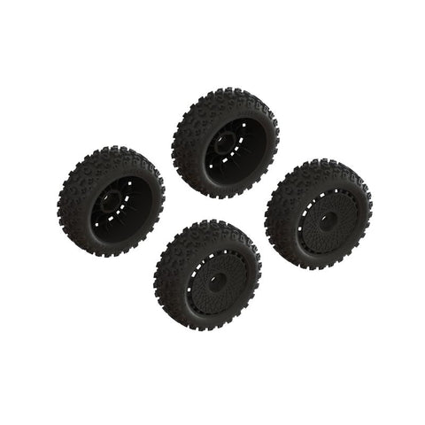 ARA550114  dBoots '2-HO' Tire Set Glued (Black) (2 Pairs)