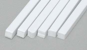 EVG186 EVERGREEN STYRENE STRIPS .125x.125" (6)