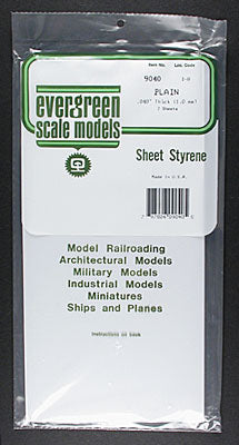 EVG9040 EVERGREEN PLAIN STYRENE .040x6x12" (2)