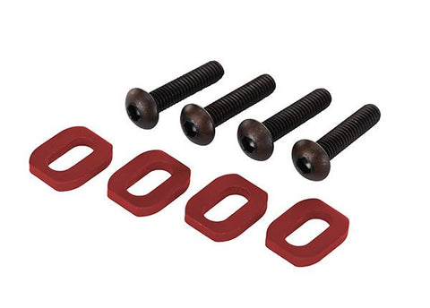 TRA7759R Washers, motor mount, aluminum (red-anodized) (4)/ 4x18mm BCS (4)