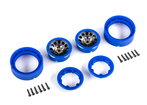 TRA9781-BLKBL   Wheels, 1.0", Method Race Wheels® 105 Beadlock (satin black chrome with blue beadlock) (2)