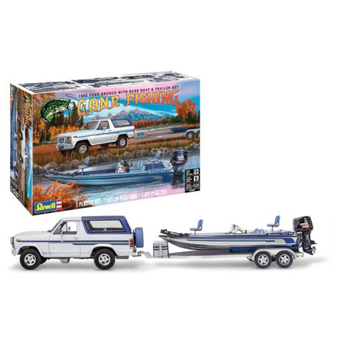 RMX17242 1/24 1980 Ford Bronco with Bass Boat Model Kit