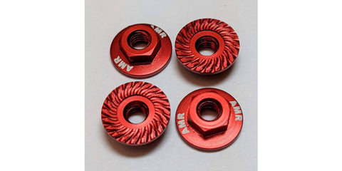 AMR025R M4 Aluminum Serrated Flange nut Red (4pcs)