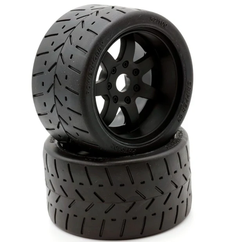 PHBPHT5102 Power Hobby - 1/8 Gripper 54/100 Belted Mounted Tires 17mm Black