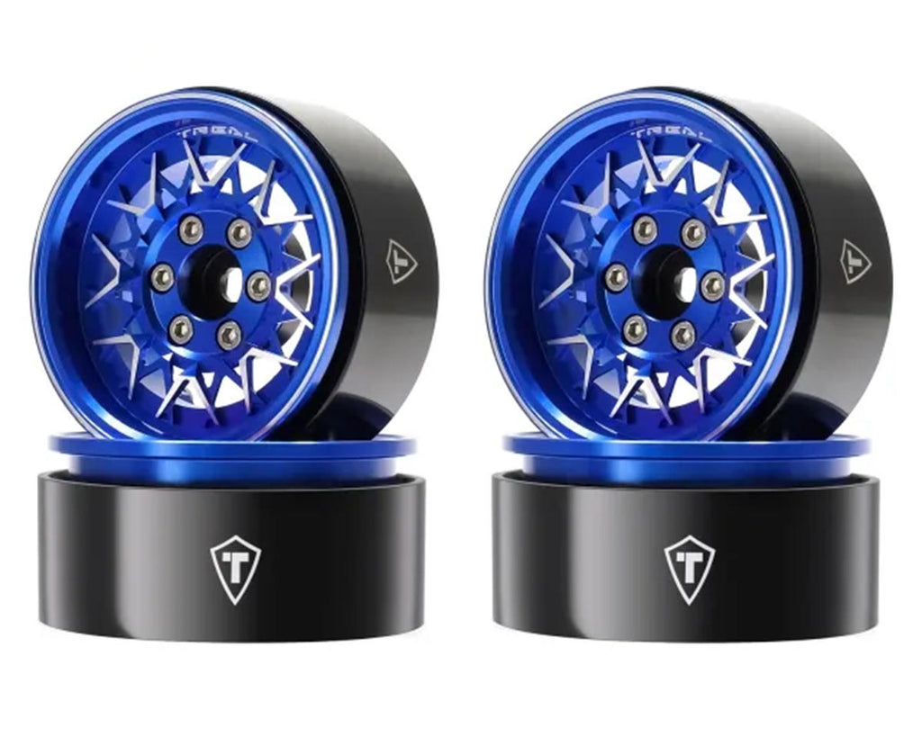 TLHTWHEEL-168    Treal Hobby Type V 1.9" V-Spoke Beadlock Wheels (Blue) (4)