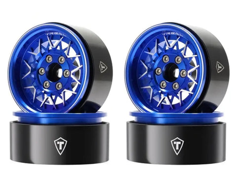 TLHTWHEEL-168    Treal Hobby Type V 1.9" V-Spoke Beadlock Wheels (Blue) (4)
