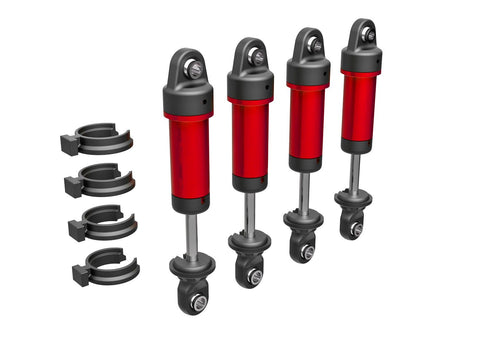 TRA9764-RED Shocks, GTM, 6061-T6 aluminum (red-anodized) (fully assembled w/o springs) (4)
