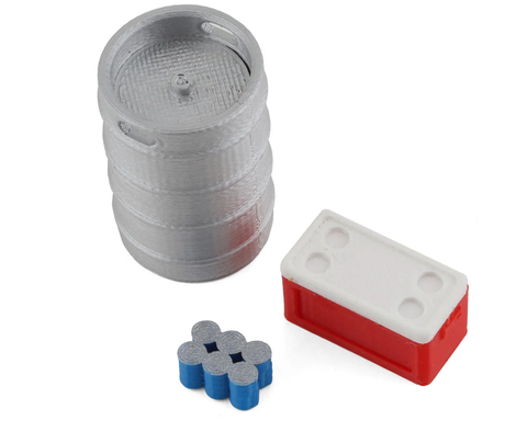 SBCTR11   Scale By Chris 1/18 Miniature Scale Accessory Bundle w/Keg, Small Red Chest & Blue Six Pack