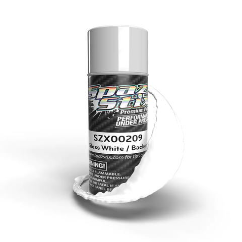 SZX00209  Spaz Stix - Solid White / Glow Backer Aerosol Paint, 3.5oz