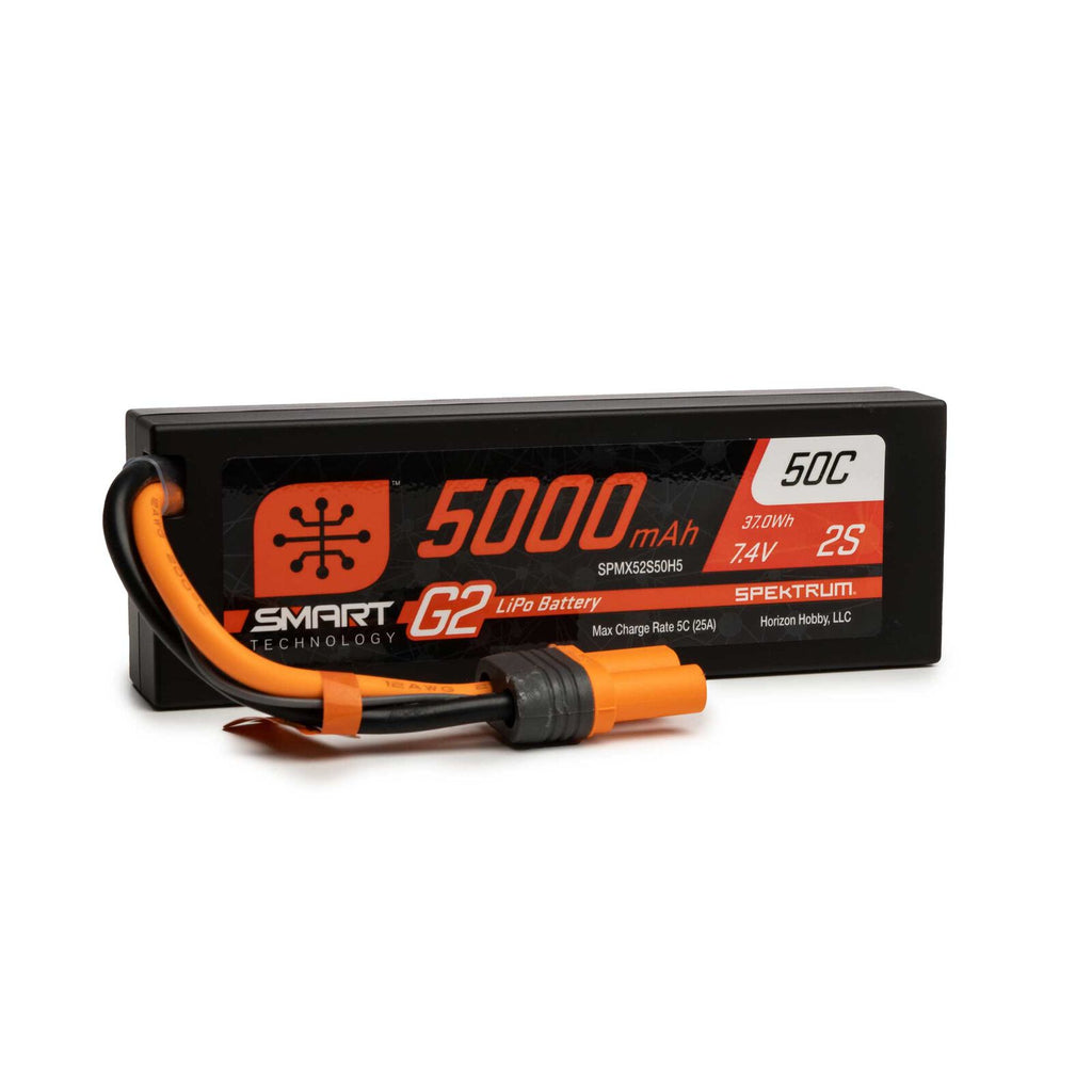 SPMX52S50H5  7.4V 5000mAh 2S 50C Smart G2 Hardcase LiPo Battery: IC5
