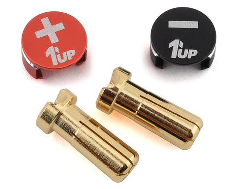 1UP190432  1UP Racing LowPro Bullet Plug Grips w/5mm Bullets (Black/Red)