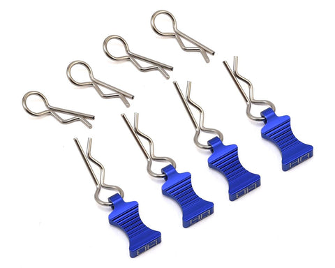 HRAAC03EZ06  Hot Racing 1/10 Aluminum EZ Pulls w/Body Clips (Blue) (4)
