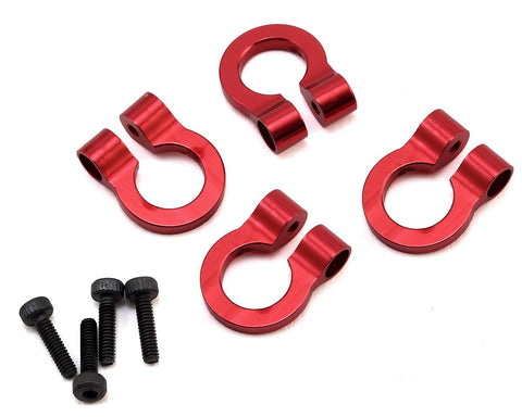 HRAACC80802  Hot Racing 1/10 Aluminum Tow Shackle D-Rings (4) (Red)