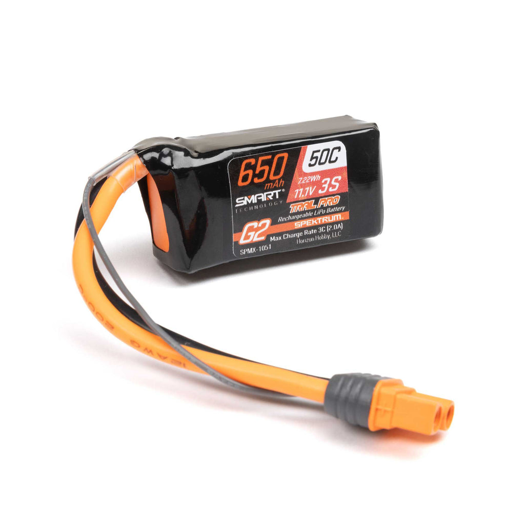 SPMX-1051  11.1V 650mAh 3S 50C Smart G2 Trail Pro LiPo Battery: IC2