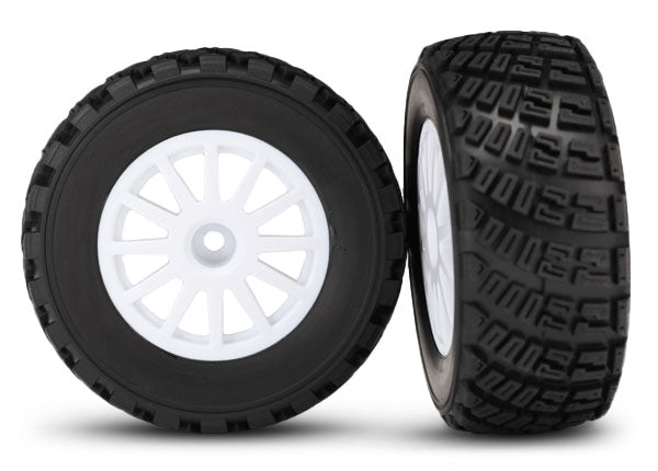 TRA7473 Tires & wheels, assembled, glued (White wheels, BFGoodrich Rally, gravel pattern, tires, foam inserts) (2) (TSM rated)