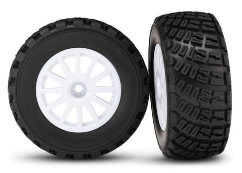 TRA7473 Tires & wheels, assembled, glued (White wheels, BFGoodrich Rally, gravel pattern, tires, foam inserts) (2) (TSM rated)