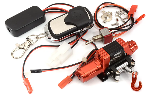 C27279RED  T10 Realistic High Torque Mega Winch w/ Remote for Scale Rock Crawler 1/10 Size