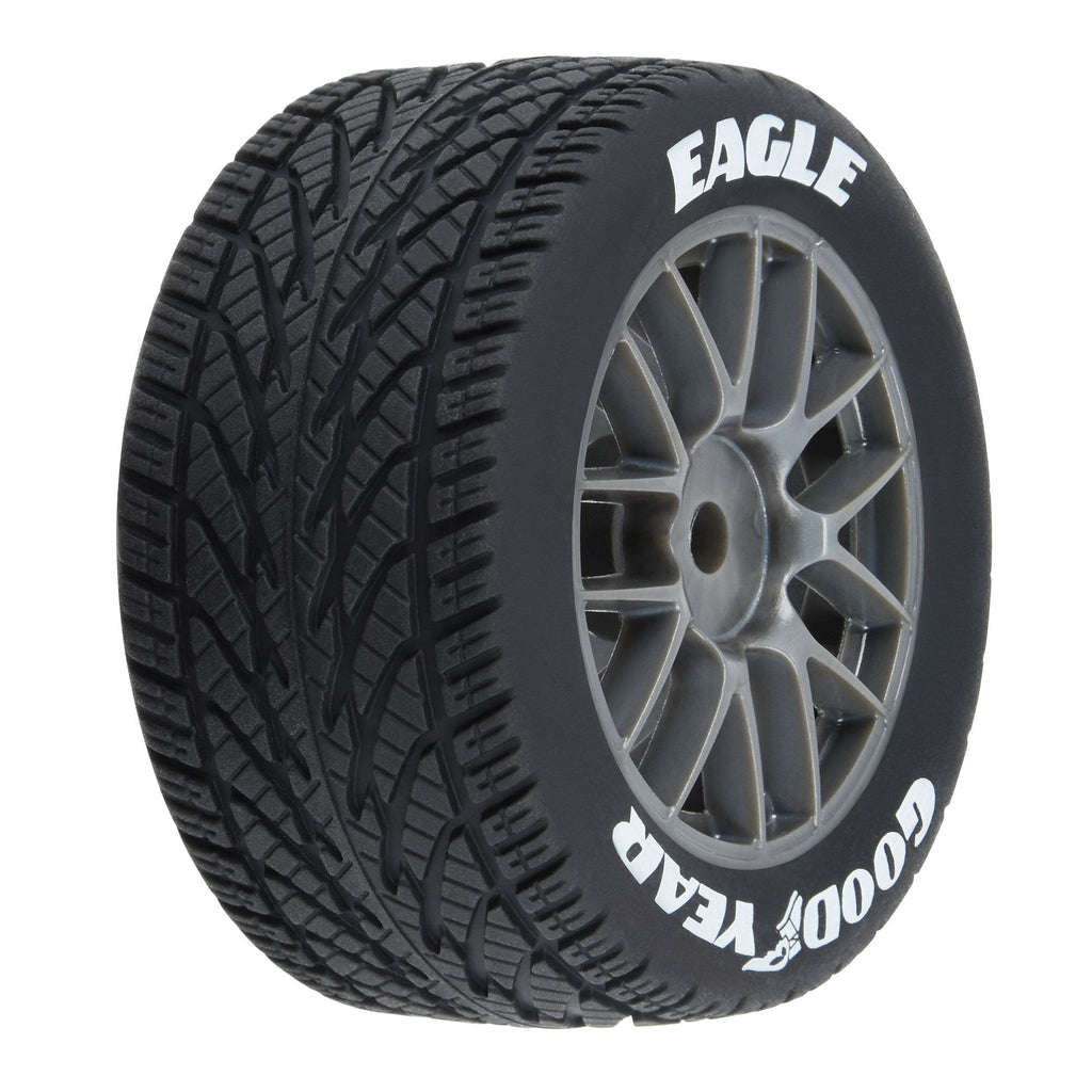 PRO1028310    1/12 Goodyear Eagle Wet Tire F/R MTD Gray Wheels (4): Losi NASCAR