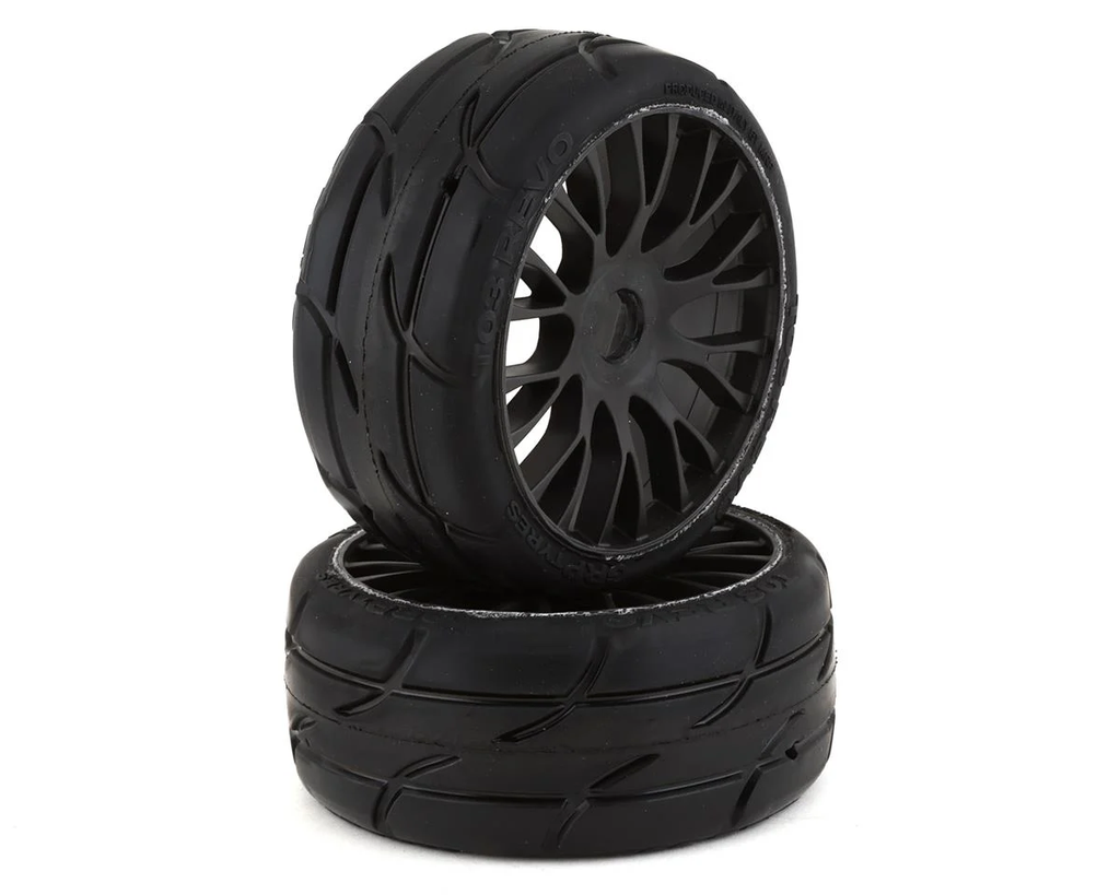 GRPGTX03-XM5    GRP Tires GT - TO3 Revo Belted Pre-Mounted 1/8 Buggy Tires (Black) (2) (XM5) w/FLEX Wheel