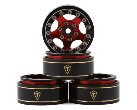 TLHTSCX24-46  Treal Hobby Type B 1.0" 5-Spoke Beadlock Wheels (Black/Red) (4) (22.4g)