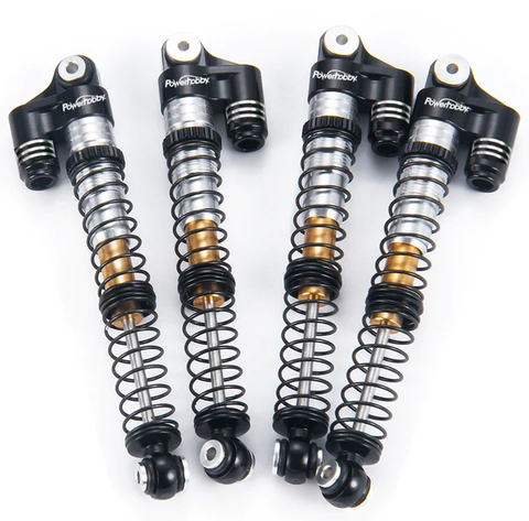 PHBSCX24771BLACK  Power Hobby - 1/24 Aluminum 58mm Long Travel Shocks, Black, for Axial SCX24 Jeep, Bronco