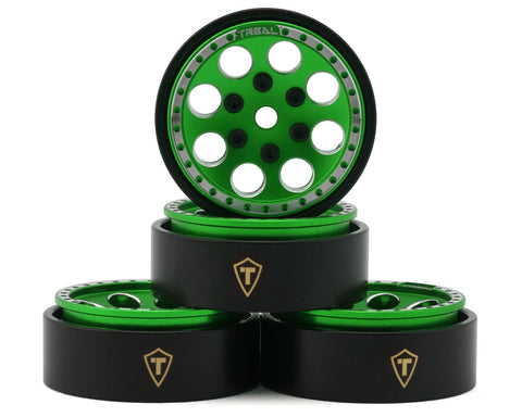 TLHTSCX24-60  Treal Hobby 1.0" 8-Hole Beadlock Wheels (Green) (4) (22g)