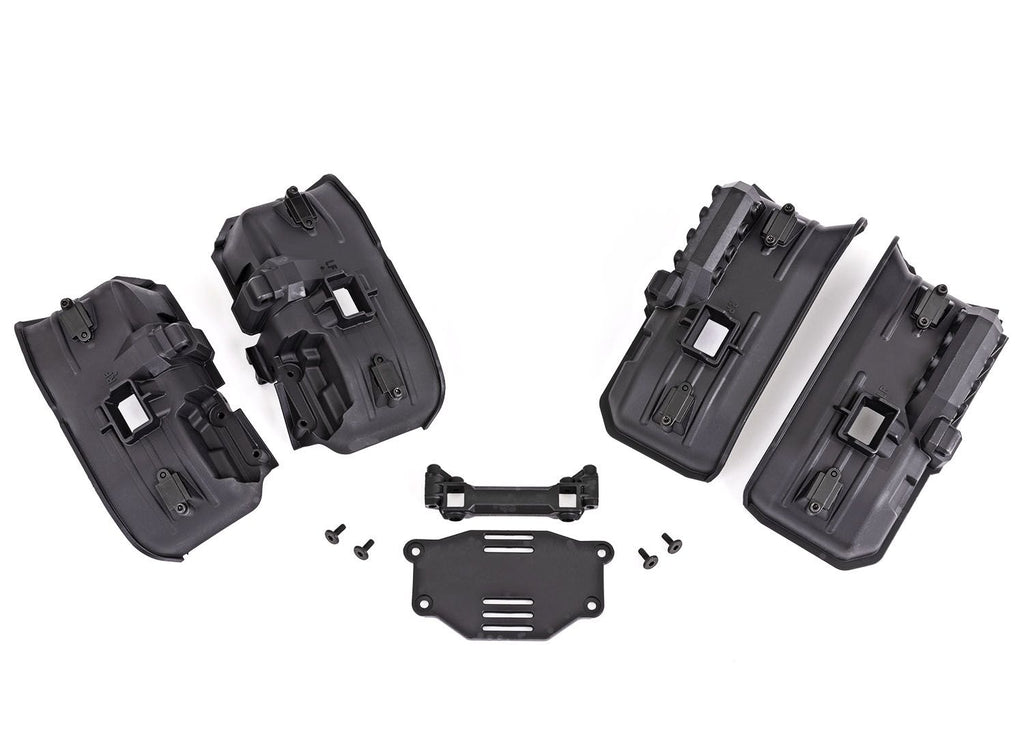 TRA8072X  Fenders, inner (wide), front & rear (2 each)/ rock light covers (8)/ battery plate/ 3x8 flat-head screws (4) (for clipless body mounting)