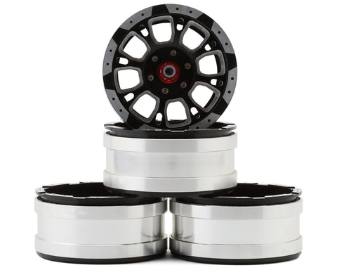 HRABLW19SLC01  Hot Racing 1.9" Aluminum Beadlock Wheels (Black) (4) (C-Style) w/12mm Hex