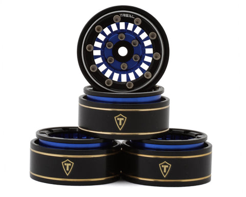 TLHTSCX24-142  Treal Hobby Type C 1.0" Brass Beadlock Crawler Wheels (Blue) (4) (27.3g)