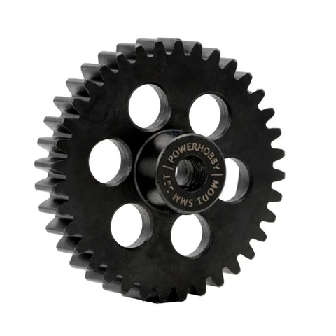 PHBPH34TM5   Power Hobby - Hardened Steel 34 Tooth Mod1 5mm Pinion Gear with 2 Grub Screws