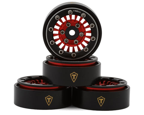 TLHTSCX24-146  Treal Hobby Type C 1.0" Multi Spoke Aluminum Beadlock Crawler Wheels (Black/Red) (4)