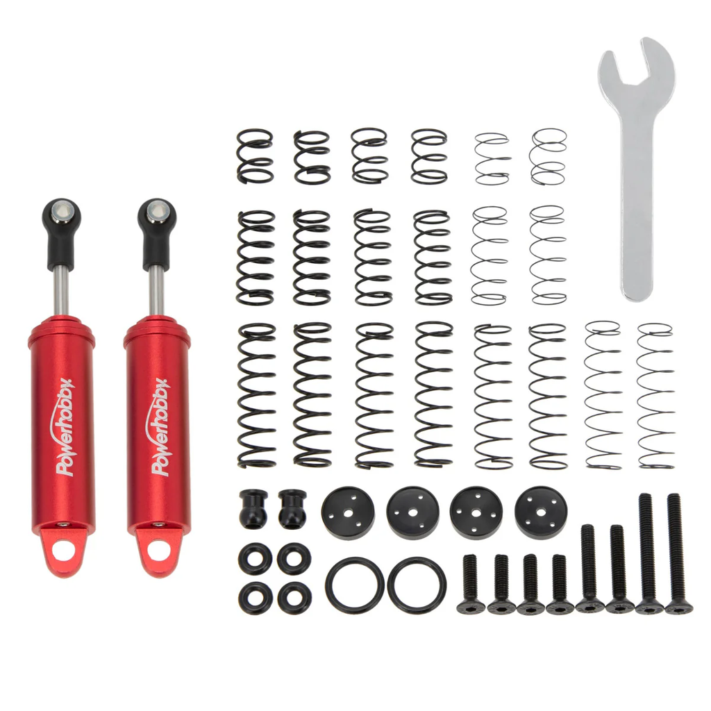 PHB5672RED   Powerhobby 80mm Promatics Two Stage Internal Spring Shocks (2) Red
