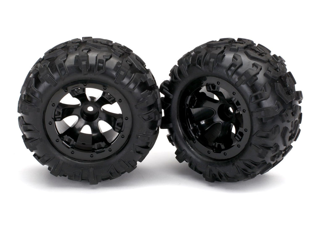 TRA7277  Tires & wheels, assembled, glued (Geode black, beadlock style wheels, Canyon AT tires, foam inserts) (1 left, 1 right)