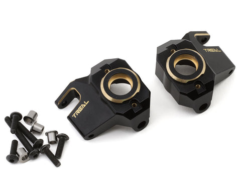 TLHTSCX10_III-29  Treal Hobby Axial SCX10 III CNC Brass Front Steering Knuckles (Black) (2) (66g)