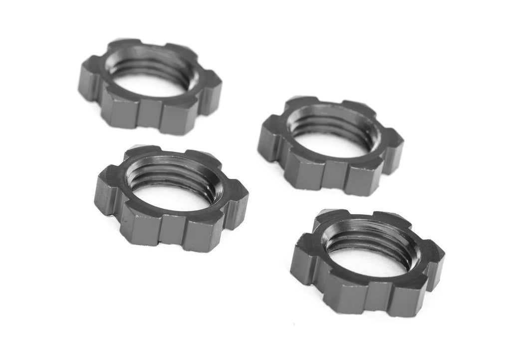TRA7758-GRAY  Serrated 17 mm Gray Aluminum Splined Wheel Nuts (4)