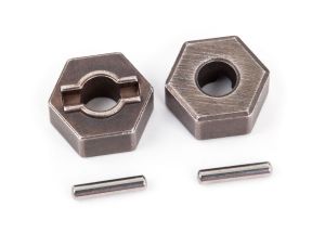 TRA1654R Wheel Hubs, hex (steel) (2)/ Axle Pins (2)