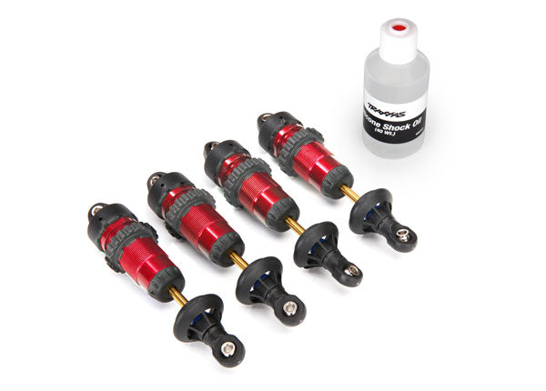 TRA5460R Shocks, GTR aluminum, red-anodized (fully assembled w/o springs) (4)