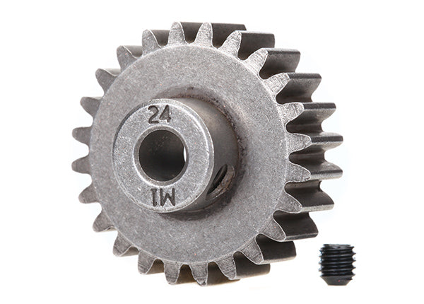 TRA6496x Gear, 24-T pinion (1.0 metric pitch) (fits 5mm shaft)/ set screw (for use only with steel spur gears)