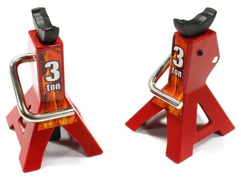 C25386RED Realistic RC Jack Stands (2), Red; 1/8 & 1/10