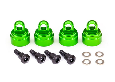 TRA3767G Shock caps, aluminum (green-anodized) (4) (fits all Ultra Shocks)