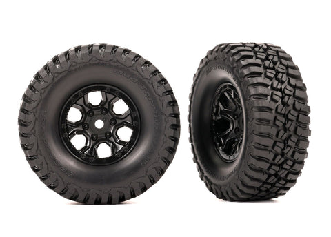 TRA9774 Tires & wheels, assembled (black 1.0" wheels, BFGoodrich® Mud-Terrain™ T/A® KM3 2.2x1.0" tires) (2)