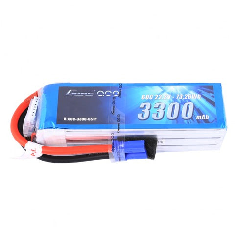 B-60C-3300-6S1P Gens ace 22.2V 60C 6S 3300mAh Lipo Battery Pack with EC5 Plug