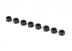 TRA2745X  Nuts, 3mm nylon locking, black (8)