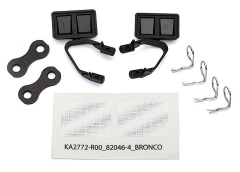 TRA8073X  Mirrors, side, black (left & right)/ retainers (2)/ body clips (4) (fits #8010 or 9230 series bodies)