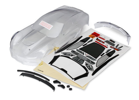 TRA8386 - Body, Chevrolet Corvette Z06 (clear, requires painting)/ decal sheet (includes side mirrors, spoiler, & mounting hardware)
