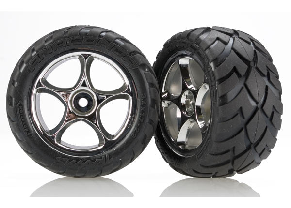 TRA2478R Tires & wheels, assembled (Tracer 2.2' chrome wheels, Anaconda 2.2' tires with foam inserts) (2) (Bandit rear)