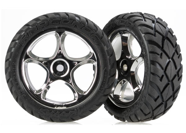 TRA2479R Tires & wheels, assembled (Tracer 2.2' chrome wheels, Anaconda 2.2' tires with foam inserts) (2) (Bandit front)