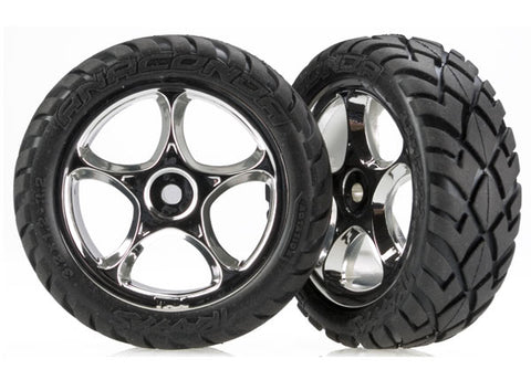 TRA2479R Tires & wheels, assembled (Tracer 2.2' chrome wheels, Anaconda 2.2' tires with foam inserts) (2) (Bandit front)