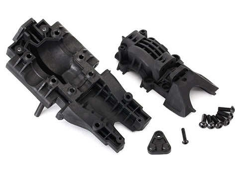 TRA8629 - Bulkhead, rear (upper and lower)/ 4x12mm BCS (6) (requires #8622 chassis)